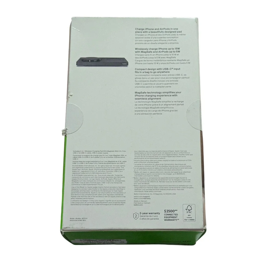 Bb.N Belkin BoostCharge Pro 2-in-1 Wireless‎ iPhone Charging Pad W/Magsafe 15W